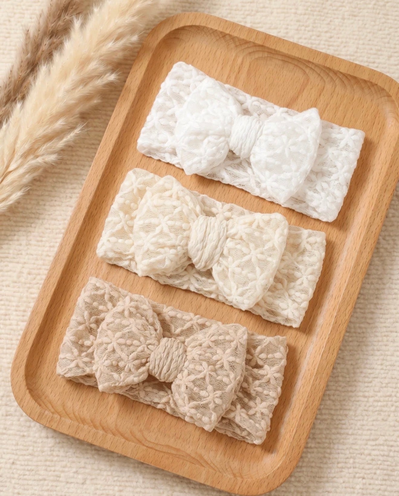 Lace Bow Baby Headband Set (3-Pack)