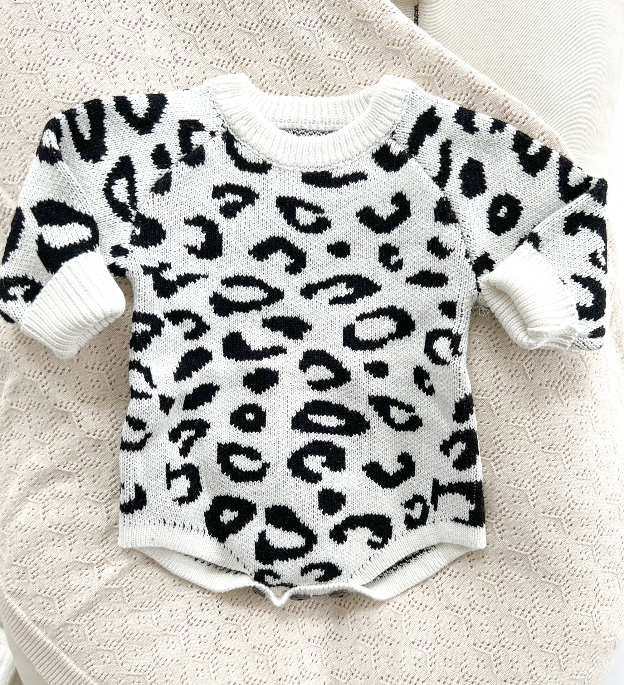 Knit Cotton Leopard Romper