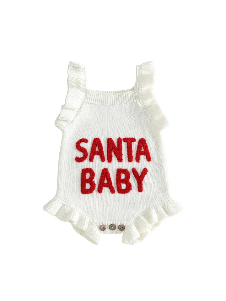 Santa Baby Knit Ruffle Romper