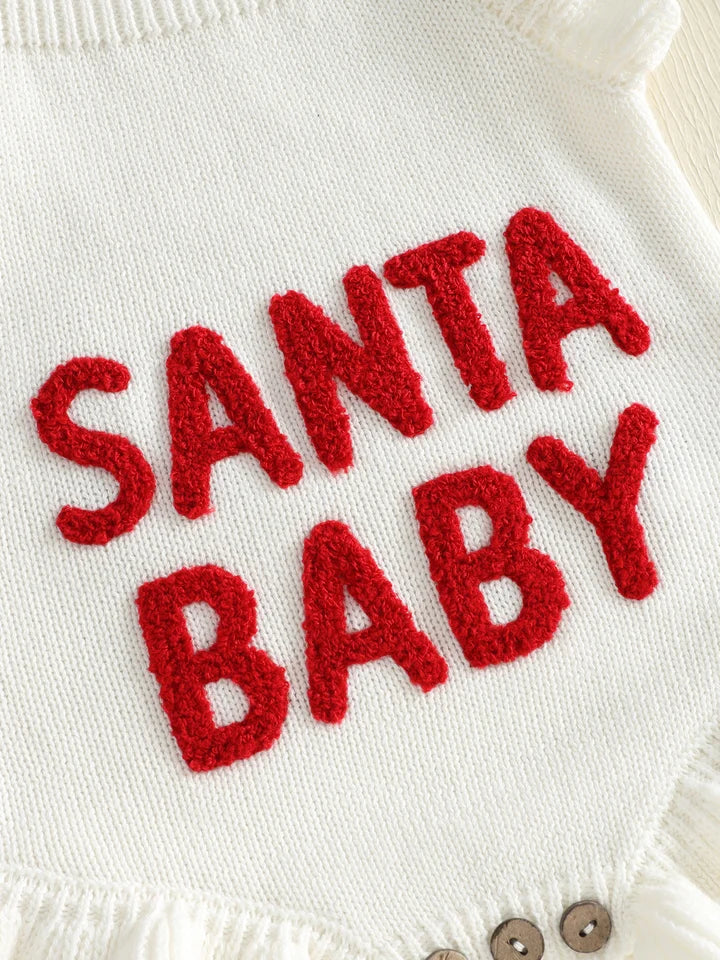 Santa Baby Knit Ruffle Romper