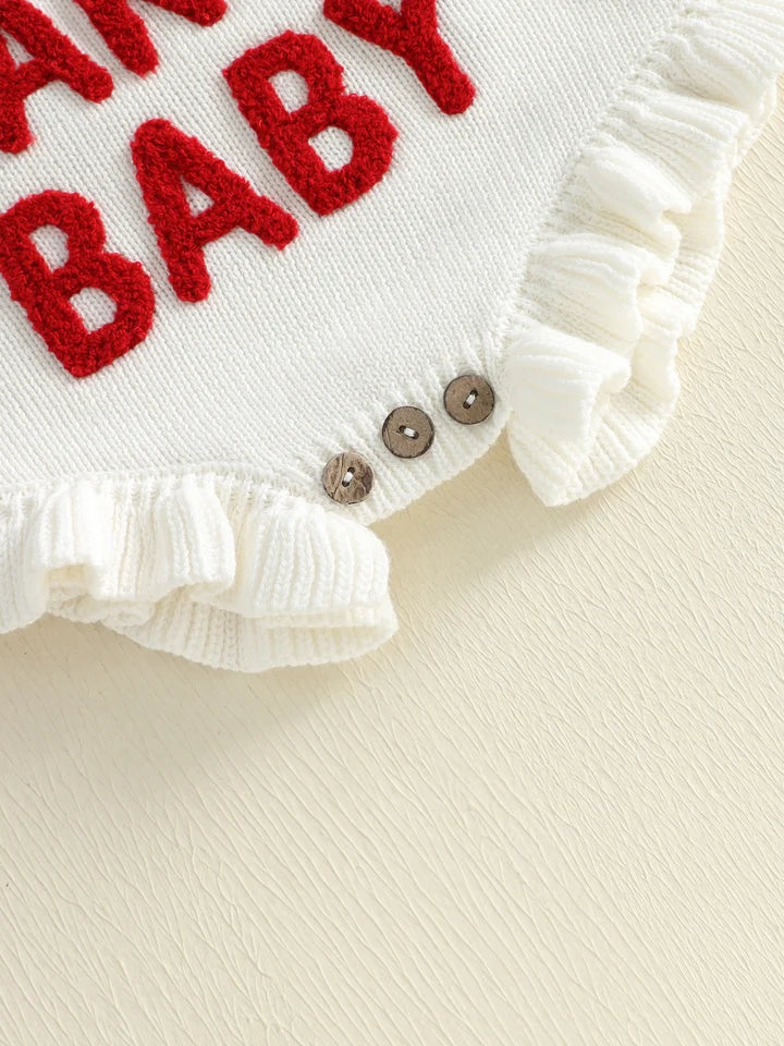 Santa Baby Knit Ruffle Romper