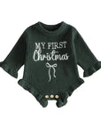 First Christmas Ruffle Sweater Romper