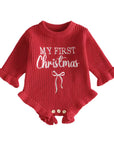 First Christmas Ruffle Sweater Romper