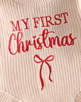 First Christmas Ruffle Sweater Romper