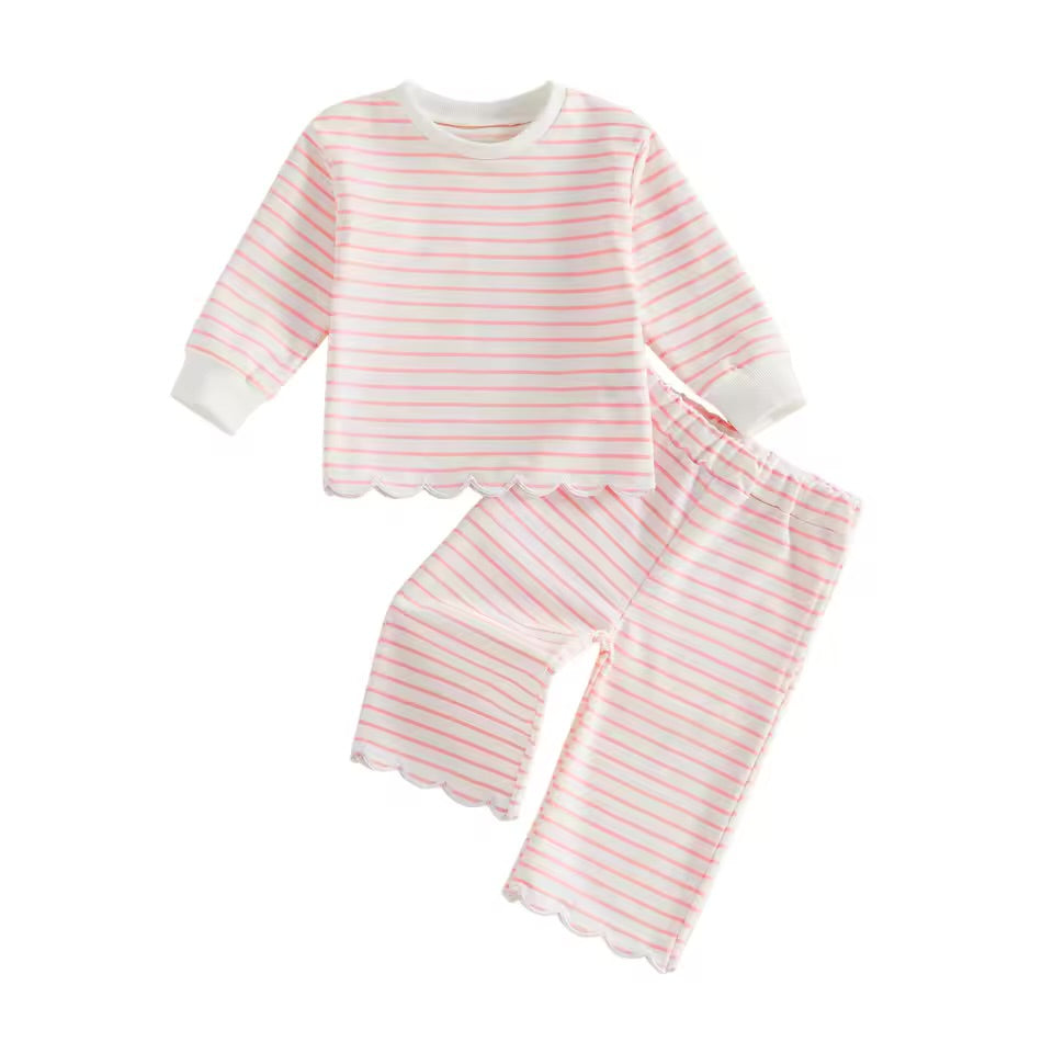 Scalloped Stripe Lounge Set