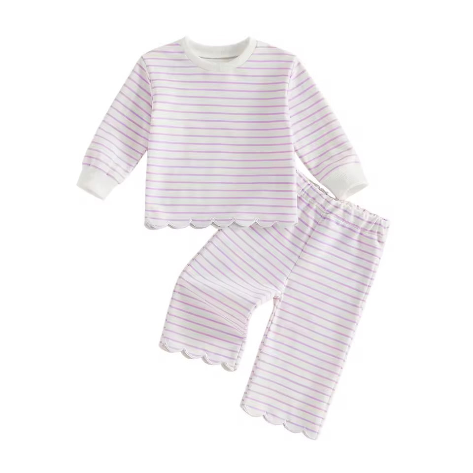 Scalloped Stripe Lounge Set