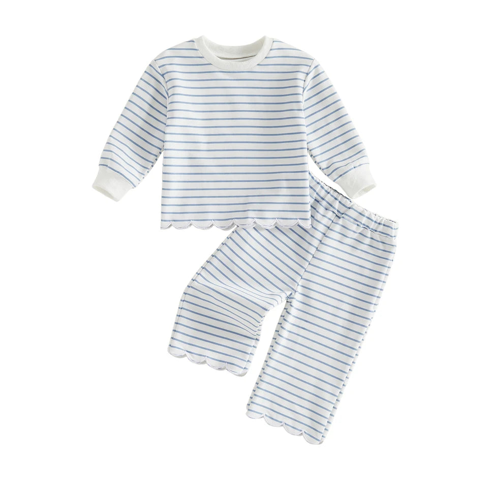 Scalloped Stripe Lounge Set