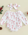 Candy Cane Long Sleeve Romper