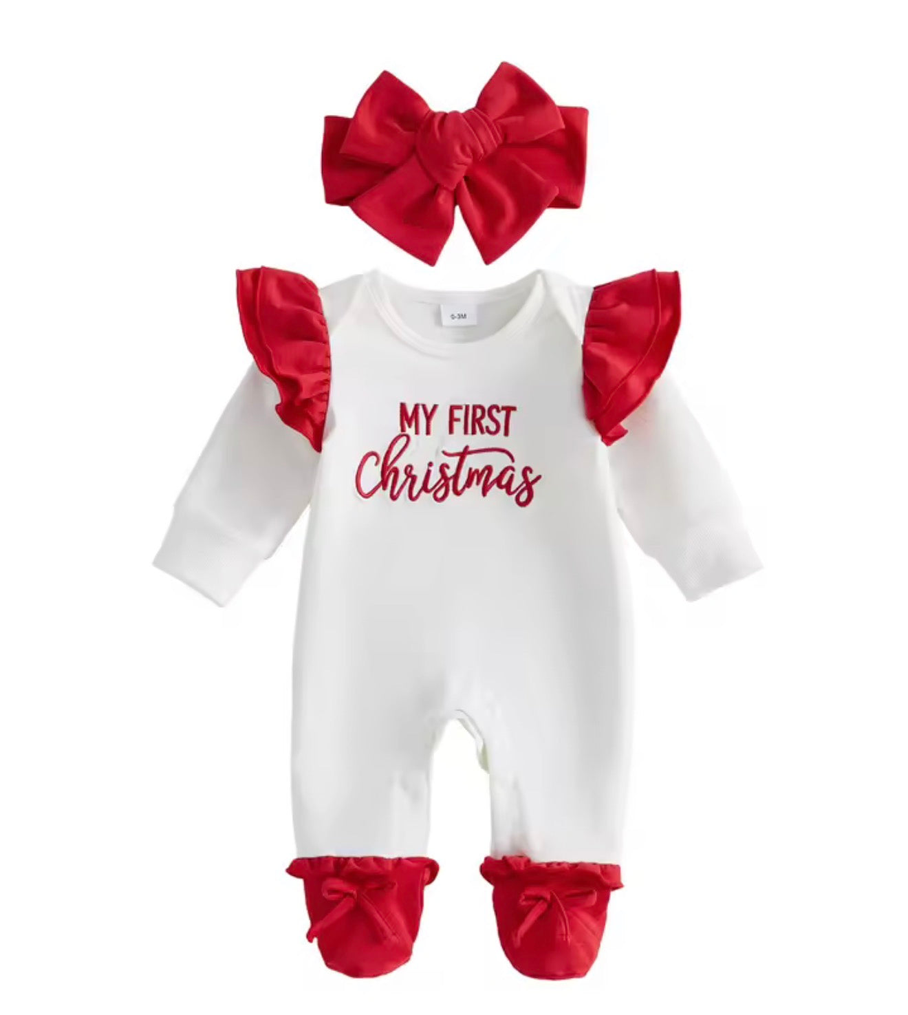 My First Christmas Ruffle Onesie Set