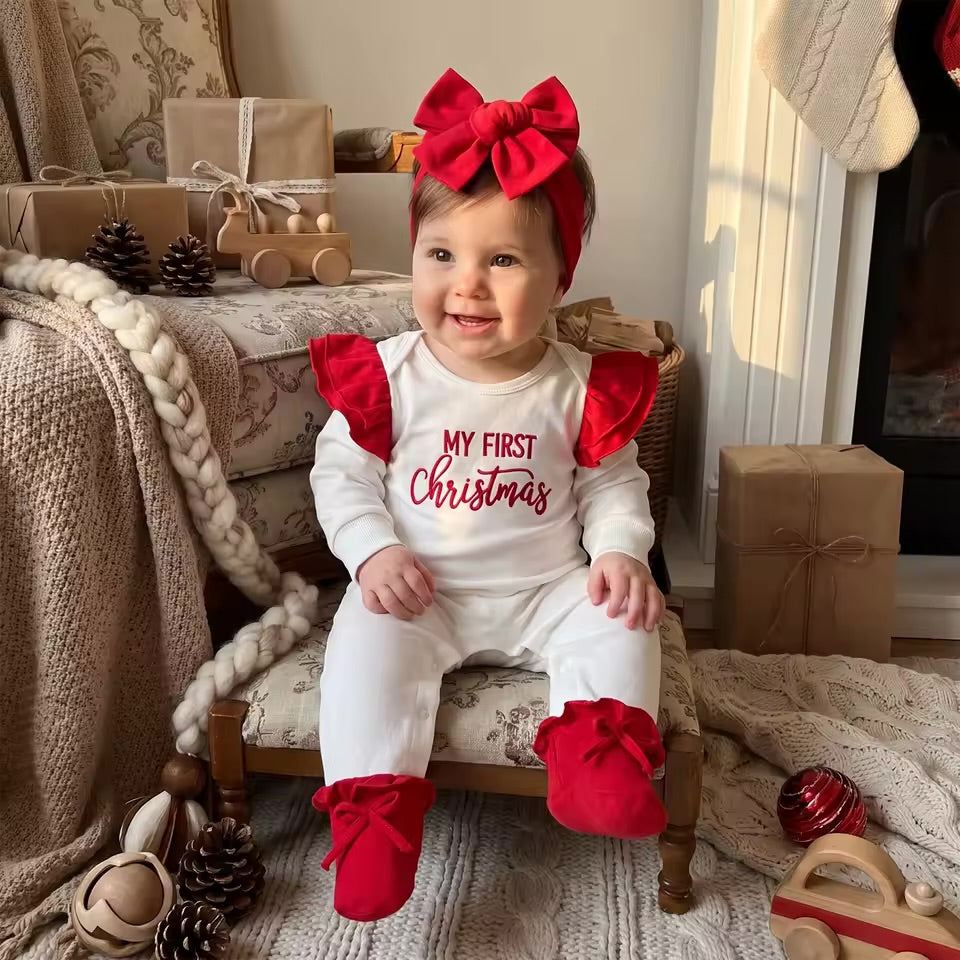 My First Christmas Ruffle Onesie Set