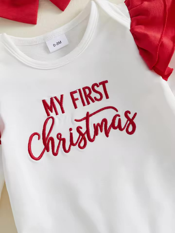 My First Christmas Ruffle Onesie Set