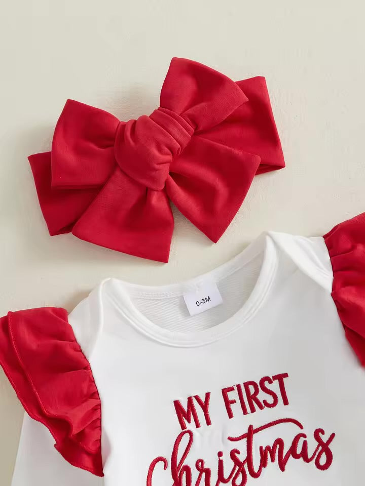 My First Christmas Ruffle Onesie Set
