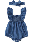 Ruffle Sleeves Denim Romper