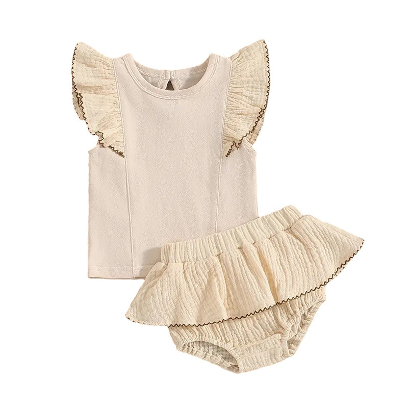 Ruffled Sleeve Bloomer Set