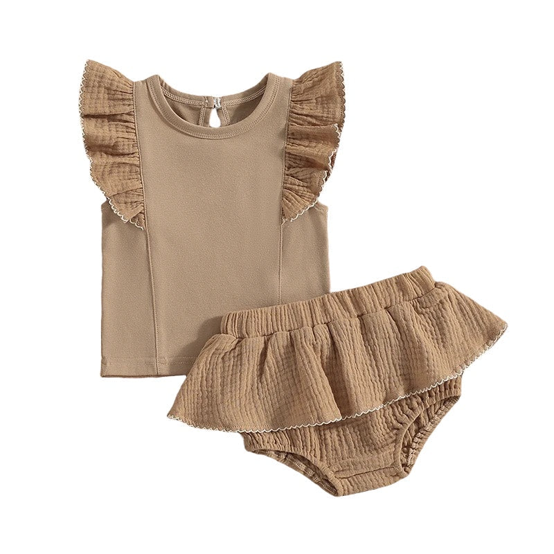 Ruffled Sleeve Bloomer Set