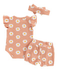 3pcs Floral Bow Shorts Set