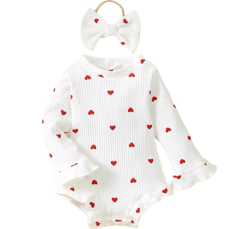 2pcs Heart Onesie Romper