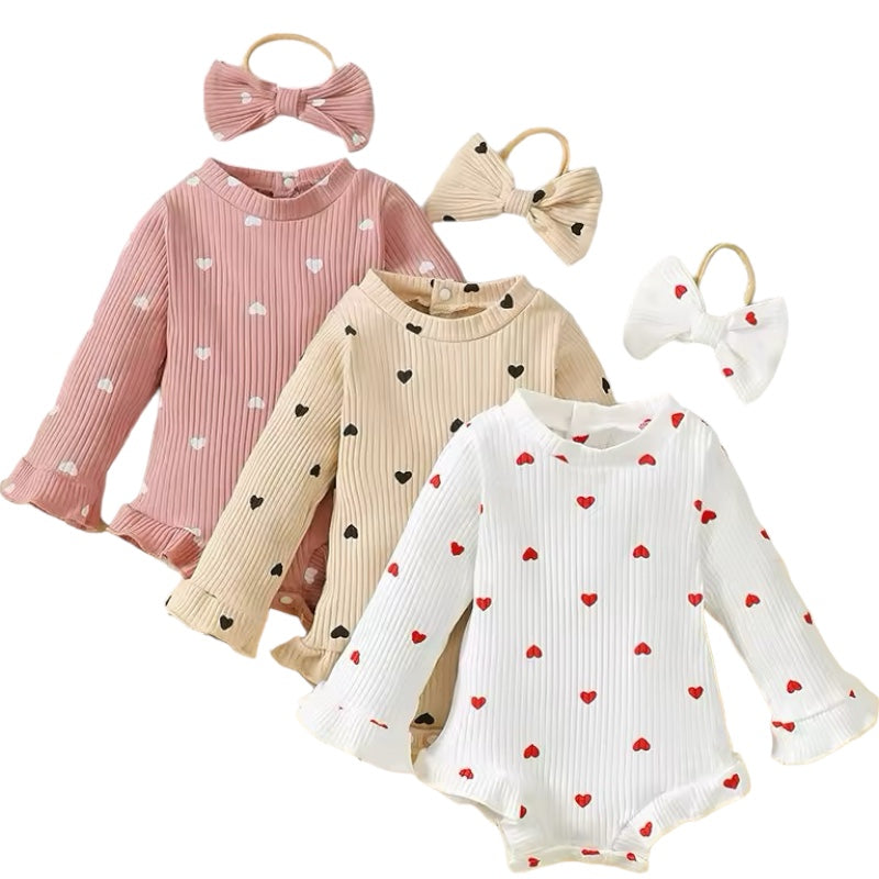 2pcs Heart Onesie Romper