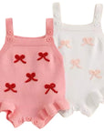 Knit Bow Overalls