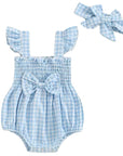 Gingham Flutter Romper Set