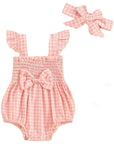 Gingham Flutter Romper Set