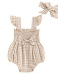 Gingham Flutter Romper Set