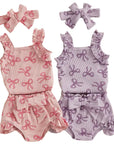 Bow Knot Ruffle Romper Set