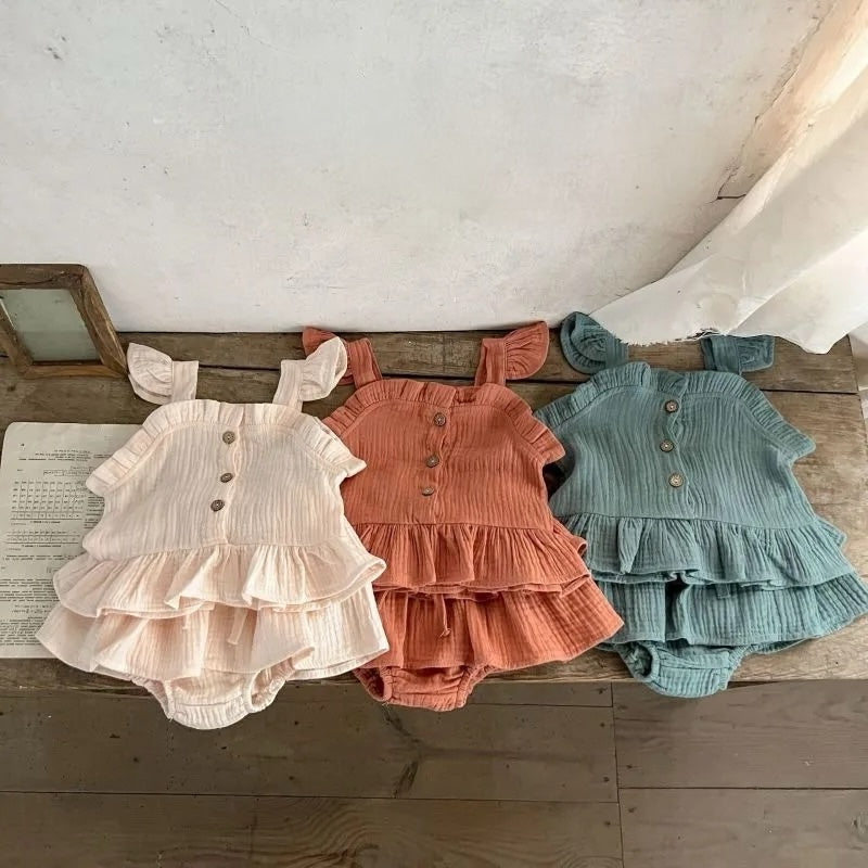 Muslin Ruffle Bloomer Set