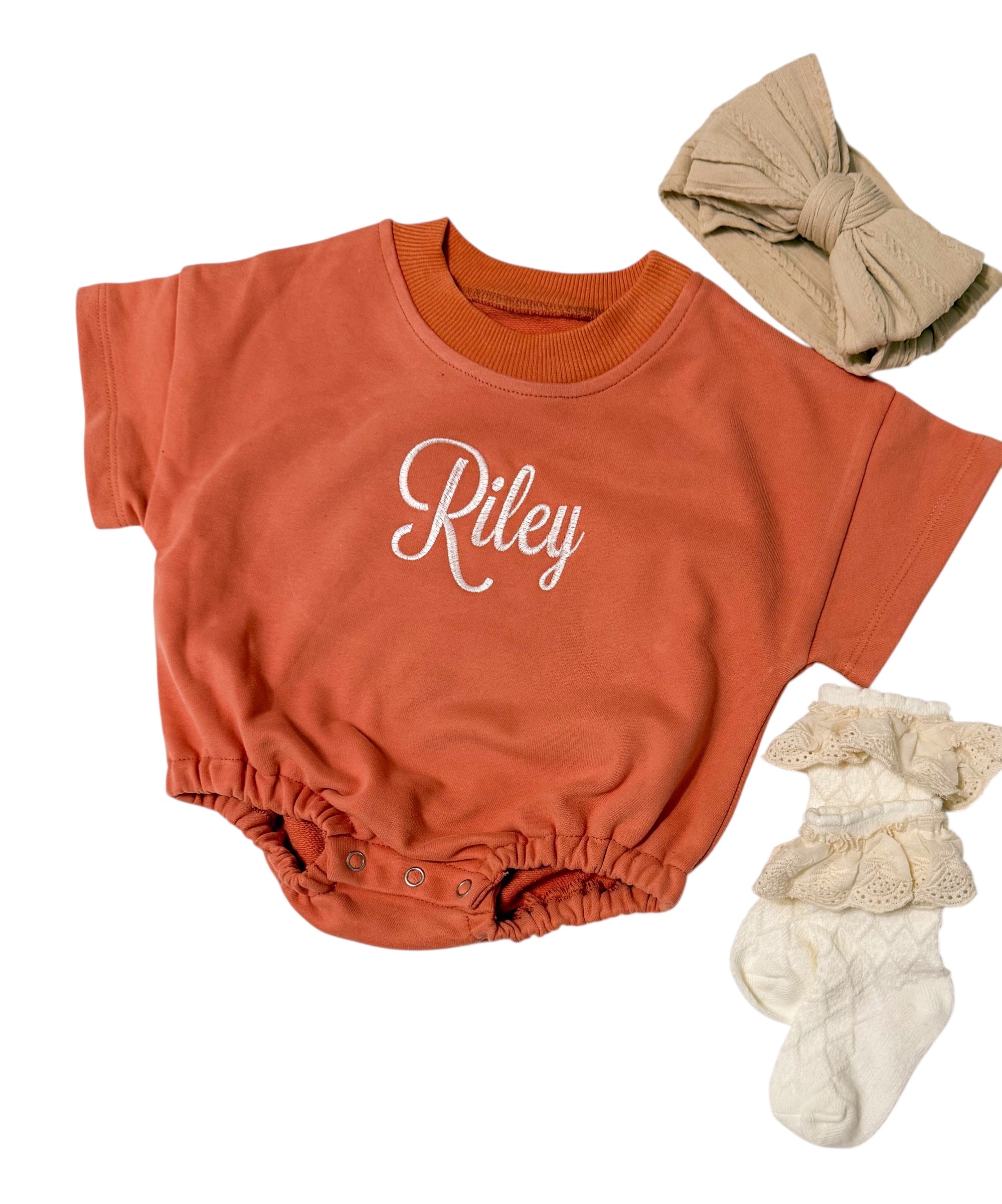 Personalized Baby Name Romper – Custom Embroidered