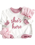 She’s Here Announcement Bubble Romper