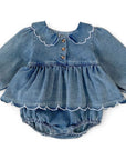 Bluebell Scallop Denim Romper