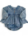 Bluebell Scallop Denim Romper