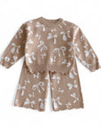 Bow Blossom Knit Beige Set