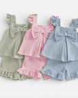 Harper Bow Stripe Romper Set