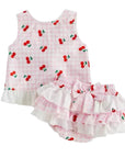 Cherry Blossom Gingham Ruffle Set