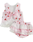 Cherry Blossom Gingham Ruffle Set