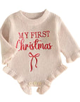 First Christmas Ruffle Sweater Romper