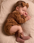 Smocked Velvet Romper + Bow