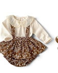 Vintage Embroidered Floral Suspender Skirt Set