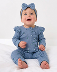 Floral Ribbed Onesie Headband Set(multiple colors)
