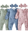 Floral Ribbed Onesie Headband Set(multiple colors)