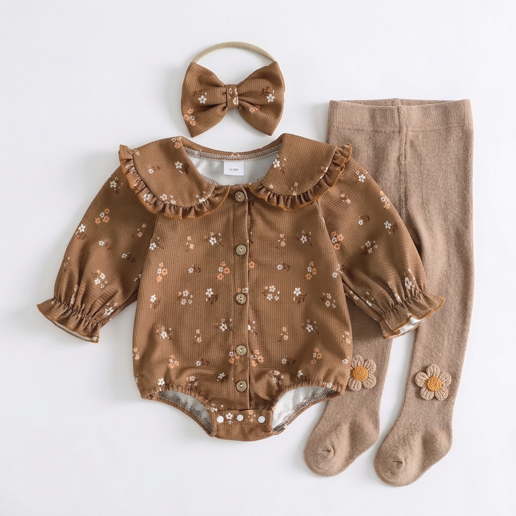 Hazel Meadow Floral 3pcs Romper Set