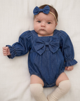 Bluebell Bow Denim Romper Set