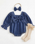Bluebell Bow Denim Romper Set