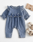 Sweetheart Denim Bow Romper