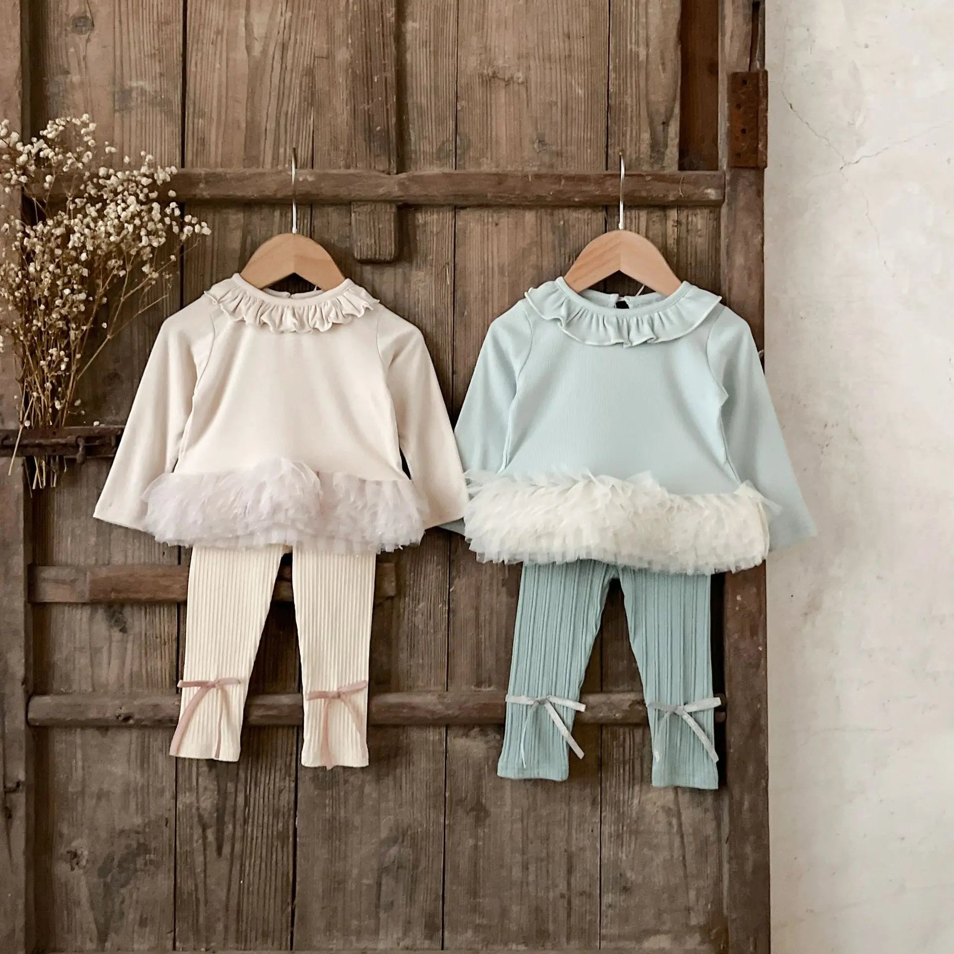 2Pcs Ruffles Bow Pants Set