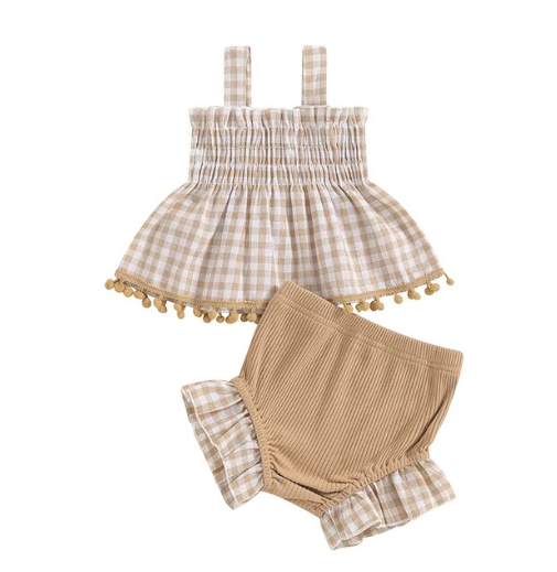 2pcs Plaid Cami set