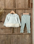 2Pcs Ruffles Bow Pants Set