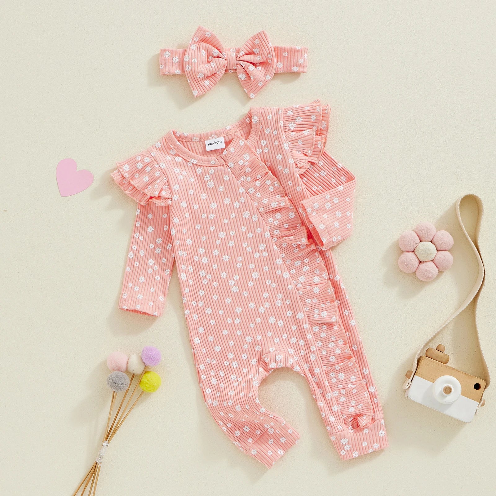 Ruffle Floral 2pcs Onesie