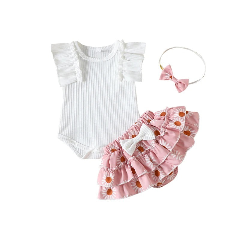 3pcs Ruffle Bloomers Set